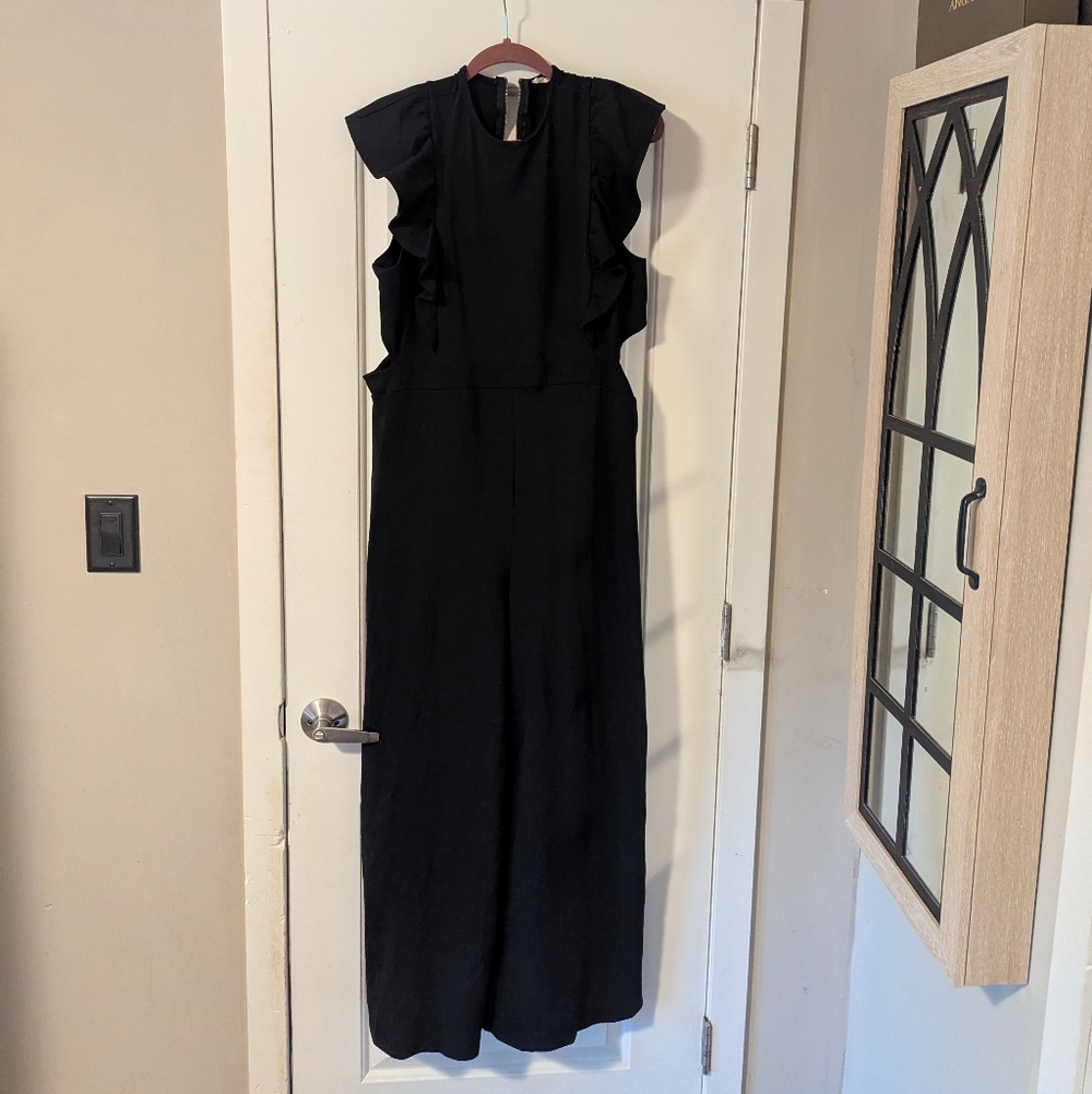Elegant Black Ruffle Wide Leg Jumpsuit. Never Worn!!